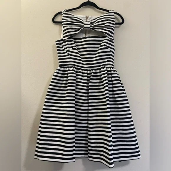 NWT Kate Spade Silk Blend Vivien Striped A-Line Dress in Black and White - 4 - Picture 12 of 12